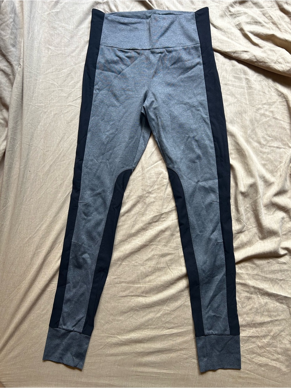Athleta Gray Leggings with Black Side Panels